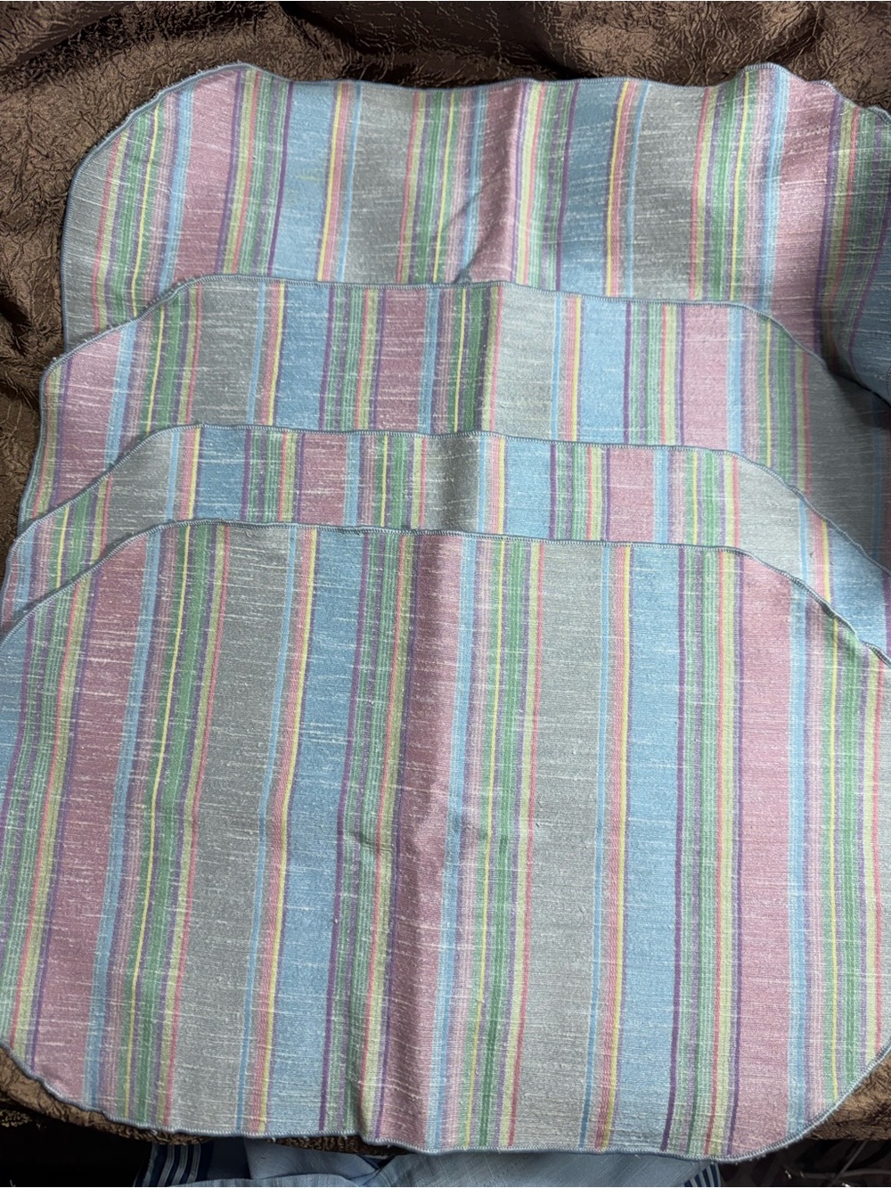 Vintage Pastel Stripe Placemat Set - 4-Pack